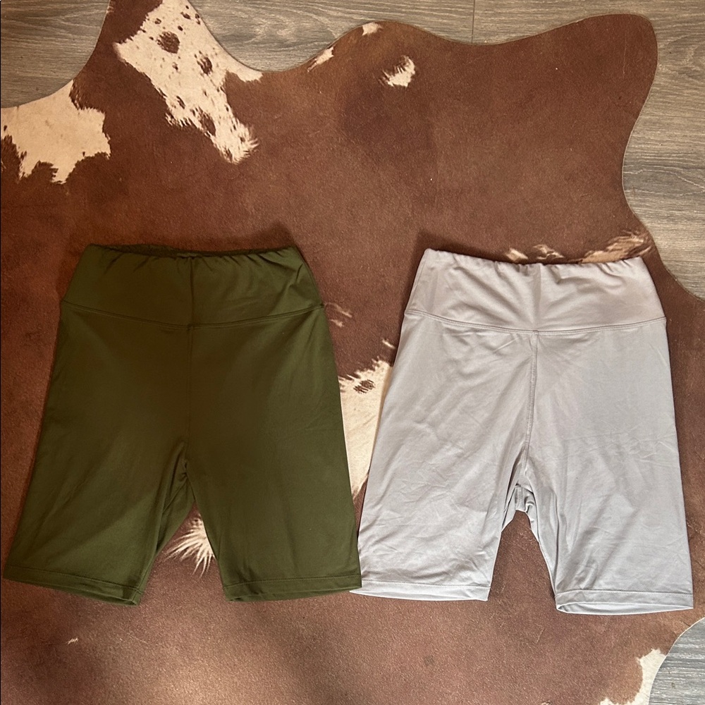 Green and Gray Biker Shorts